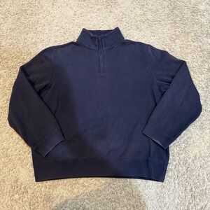 Vintage Polo Ralph Lauren Sweatshirt Mens Large Blue 1/4 Zip Fleece Pullover